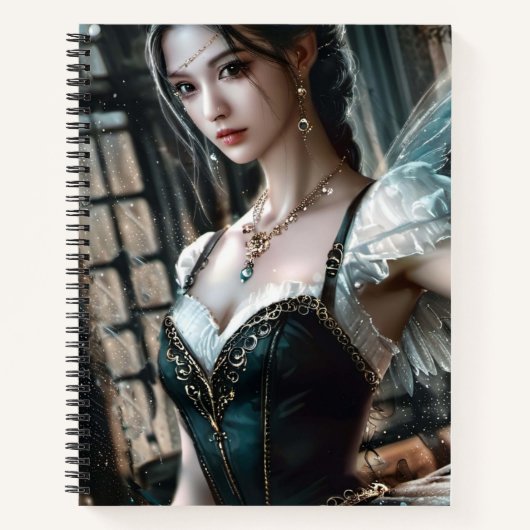 緑のTuと妖精の翼のバレエダンサー ノートブック (正面)