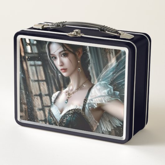 緑のTuと妖精の翼のバレエダンサー メタルランチボックス (正面)