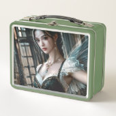 緑のTuと妖精の翼のバレエダンサー メタルランチボックス (正面)