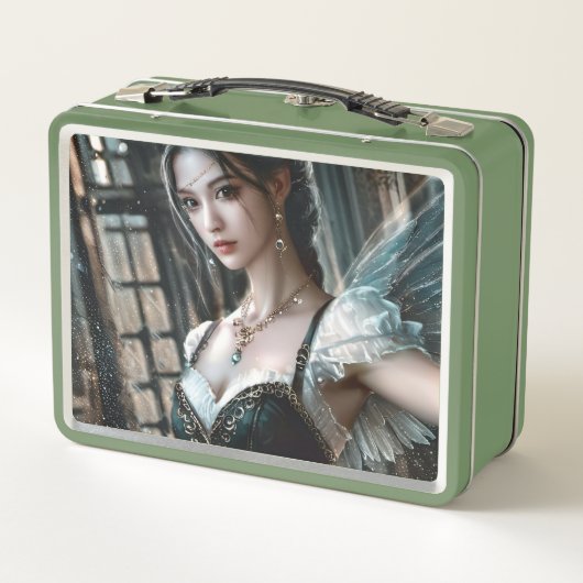 緑のTuと妖精の翼のバレエダンサー メタルランチボックス (裏面)
