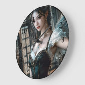 緑のTuと妖精の翼のバレエダンサー ラージ壁時計 (傾斜)