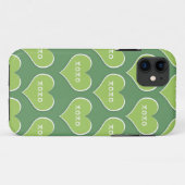 緑のXOXOハートカスタマイズ可能な背景色 Case-Mate iPhoneケース (裏面(横))