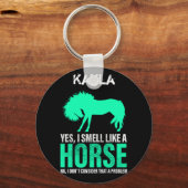 緑のYes私は馬のような匂いパーソナライズされた キーホルダー (正面)
