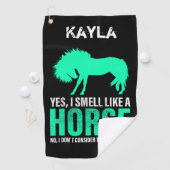 緑のYes私は馬のような匂いパーソナライズされた ゴルフタオル (インサイチュ)