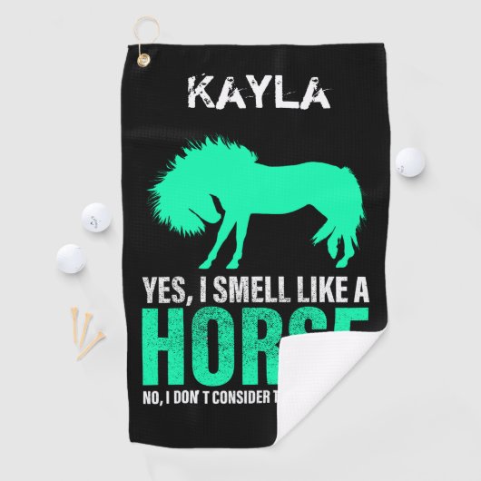 緑のYes私は馬のような匂いパーソナライズされた ゴルフタオル (インサイチュ)
