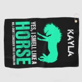 緑のYes私は馬のような匂いパーソナライズされた ゴルフタオル (横)