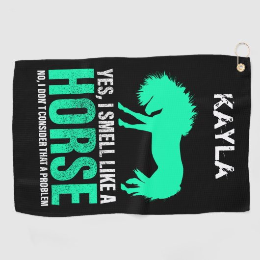 緑のYes私は馬のような匂いパーソナライズされた ゴルフタオル (横)