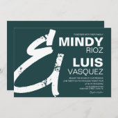 緑はっきりしたのアンパグランジン結婚サンド 招待状 (正面/裏面)