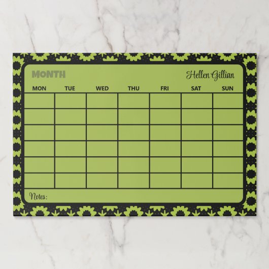 緑はっきりしたのカスタム月カレンダー ペーパーパッド (正面)