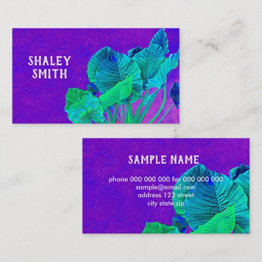緑はっきりしたの鮮やかな紫葉自然 名刺 (正面/裏面)