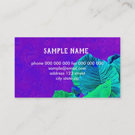 緑はっきりしたの鮮やかな紫葉自然 名刺 (裏面)
