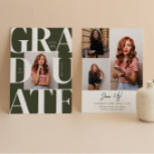 緑はっきりしたモダンクラシック写真卒業 招待状