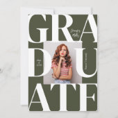 緑はっきりしたモダンクラシック写真卒業 招待状 (正面)