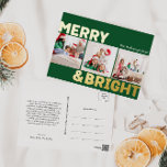 緑はっきりしたモダン3枚の写真と明メリーるい金ゴールド 箔シーズンポストカード<br><div class="desc">暖かい願いを送信するこのユニークと可愛い、緑のはっきりした3モダン写真と明るい金ゴールドフォイルの休日のハガキメリー。そのシンプルデザインとミニマルな金ゴールドホイルにボホインスパイアー要素を備えている。12祝月のフェスティバル精神、このデザインはすべての大事な行事に陽気でおもしろいのtouchをもたらす。金ゴールドの季節の色とクリエイティブの言葉は、この冬に友人や家族の間で幸せや応援を広める完璧な方法だ！</div>