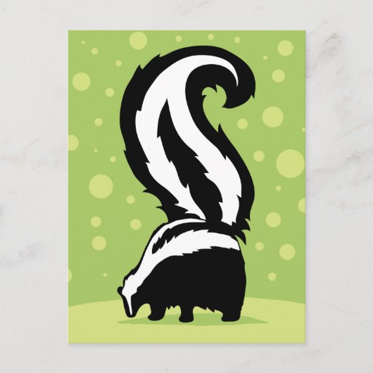 緑はっきりした点のスカンクイラストレーション ポストカード (正面)