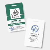 緑はっきりした線柱スタッフナース写真ID バッジ (正面＆裏面)