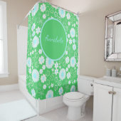 緑はっきりした花柄 シャワーカーテン (インサイチュ)