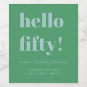 緑はっきりした青モダン50誕生日カスタム ワインラベル (シングルラベル)