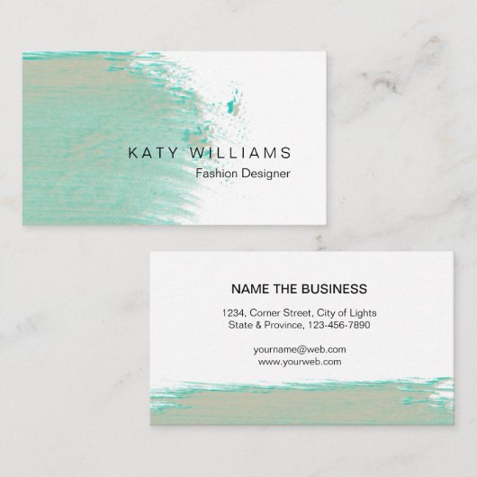 緑はシンプルなペンキ水彩画の(ばちゃばちゃ)跳ねるの衰退しました 名刺 (正面/裏面)