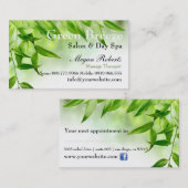 緑はスパのスキンケアのマッサージのサロンを残します 予約カード (正面/裏面)