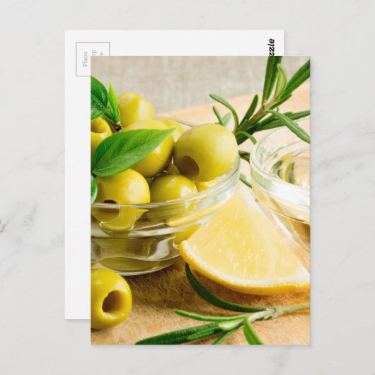 緑はハーブと飾られたオリーブを凹めました ポストカード (正面/裏面)