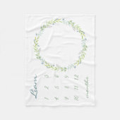 緑はパーソナライズなベビーのマイル標石の写真Fleを残します フリースブランケット (正面)