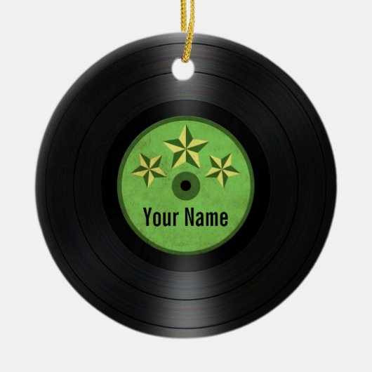 緑はパーソナライズなレコードのアルバムを主演します セラミックオーナメント (正面)