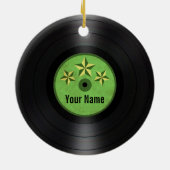 緑はパーソナライズなレコードのアルバムを主演します セラミックオーナメント (裏面)