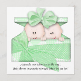 緑はベビーシャワーの招待状か発表を結び付けます 招待状