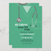 緑は医学の退職のパーティの招待状をごしごし洗います 招待状 (正面/裏面)