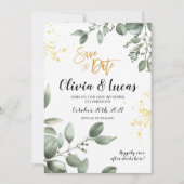 緑は日付カードを保存 招待状 (正面)