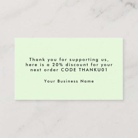 緑は私の小さなサポートをありがとう 名刺 (裏面)