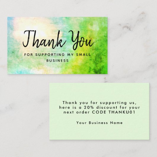 緑は私の小さなサポートをありがとう 名刺 (正面/裏面)