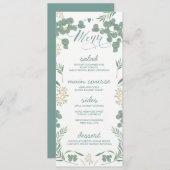 緑は素朴な結婚式メニューカードを残します メニュー (正面/裏面)