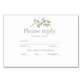 緑は結婚式招待状のrsvpを残します テーブルナンバー