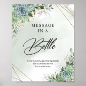 緑は金ゴールドのメッセージをボトル記号で表す ポスター (正面)