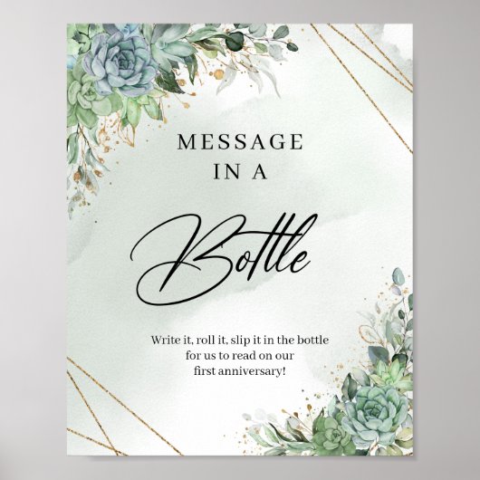 緑は金ゴールドのメッセージをボトル記号で表す ポスター (正面)