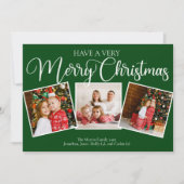 緑は非常に陽気なクリスマス3の写真コラージュを持っている シーズンカード (正面)
