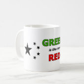緑は黒い記号を用いる新しい赤です コーヒーマグカップ (正面左)