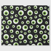 緑は|ハロウィンパターンをじろじろ見ます ラッピングペーパー (フラット)