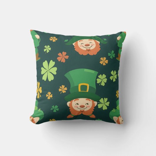 緑ひげ付きレプレショーパターン クッション (正面)