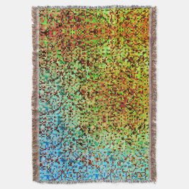 緑ぼやけとオレンジの小さな正方形またはタイル スローブランケット