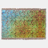 緑ぼやけとオレンジの小さな正方形またはタイル スローブランケット (正面)