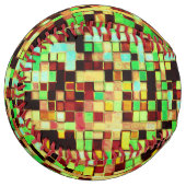 緑ぼやけとオレンジの小さな正方形またはタイル ソフトボール (正面左)