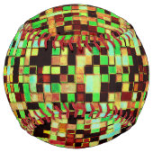 緑ぼやけとオレンジの小さな正方形またはタイル ソフトボール (裏面)