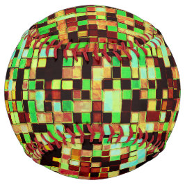 緑ぼやけとオレンジの小さな正方形またはタイル ソフトボール