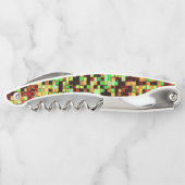 緑ぼやけとオレンジの小さな正方形またはタイル ソムリエナイフ (裏面)