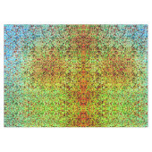 緑ぼやけとオレンジの小さな正方形またはタイル テーブルクロス (正面(横))