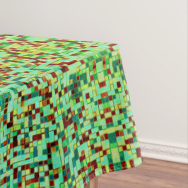 緑ぼやけとオレンジの小さな正方形またはタイル テーブルクロス