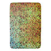 緑ぼやけとオレンジの小さな正方形またはタイル バスマット (正面縦)